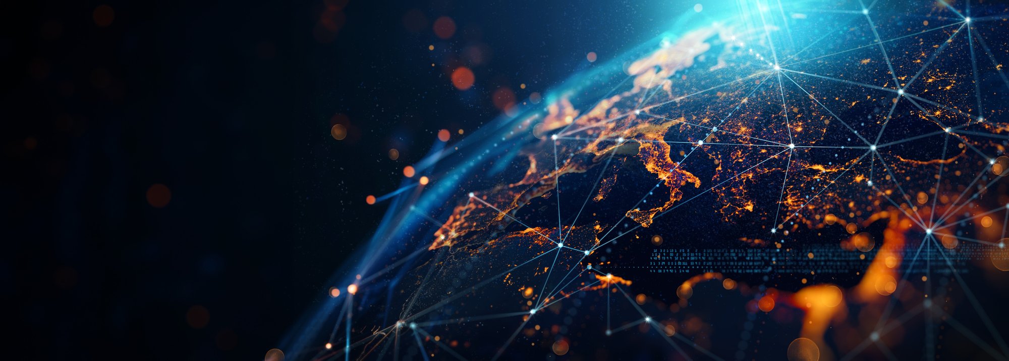 graphic of the globe with connectivity points