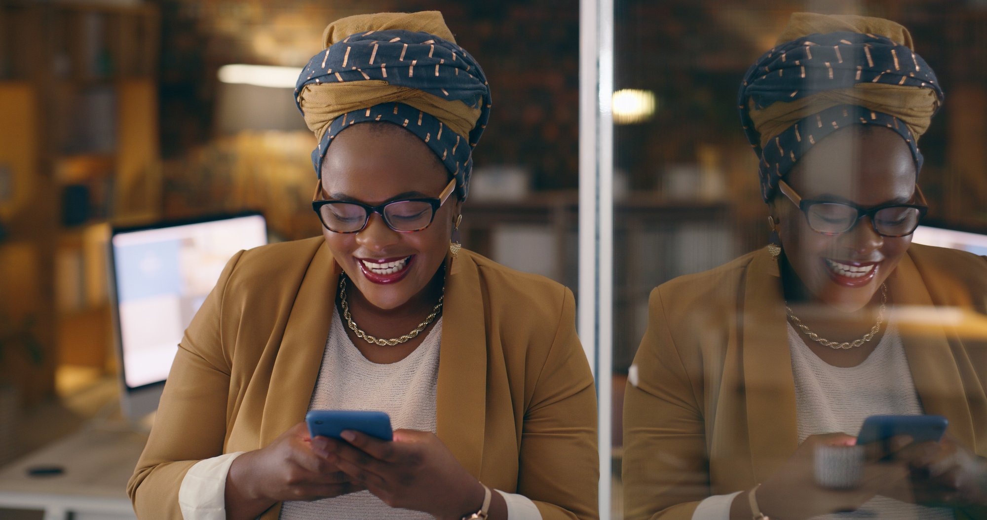 woman looking at mobile